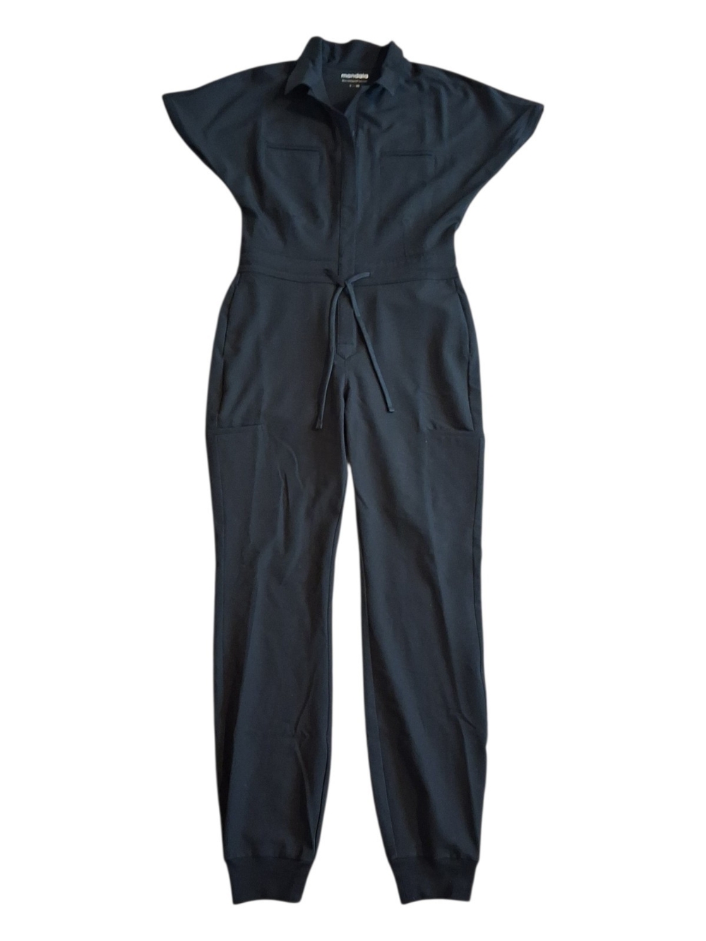 NWOT Mandala Black Utility Scrub Jumpsuit with Drawstring Waist